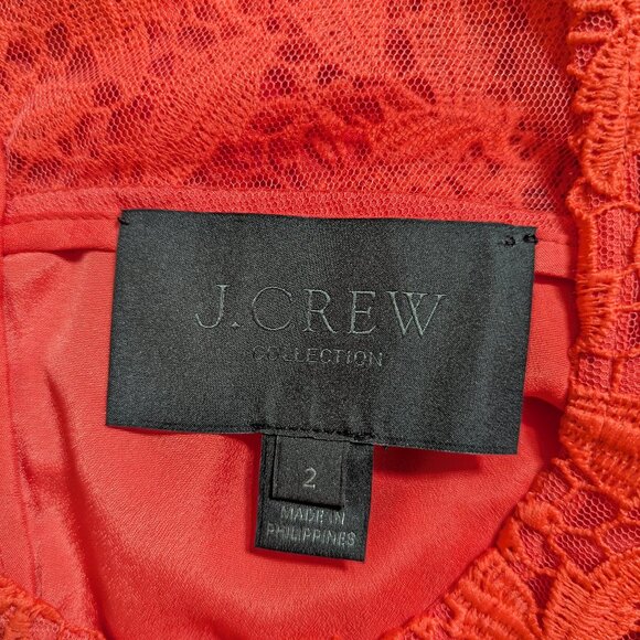 J. Crew Poppy Red Lace Sheath Dress Knee Length Size 2 NWOT - Picture 6 of 7